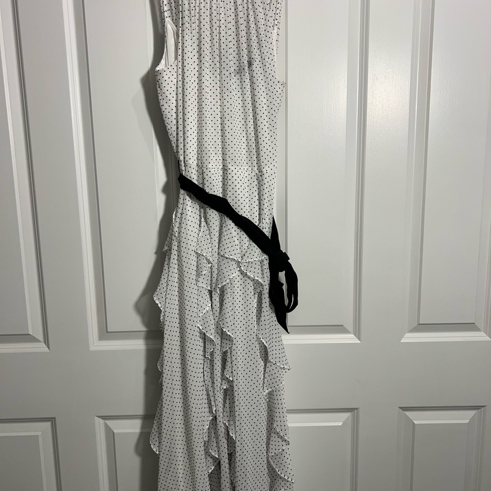 White House Black Market flock dot ruffle dress NWOT - Picture 5 of 7